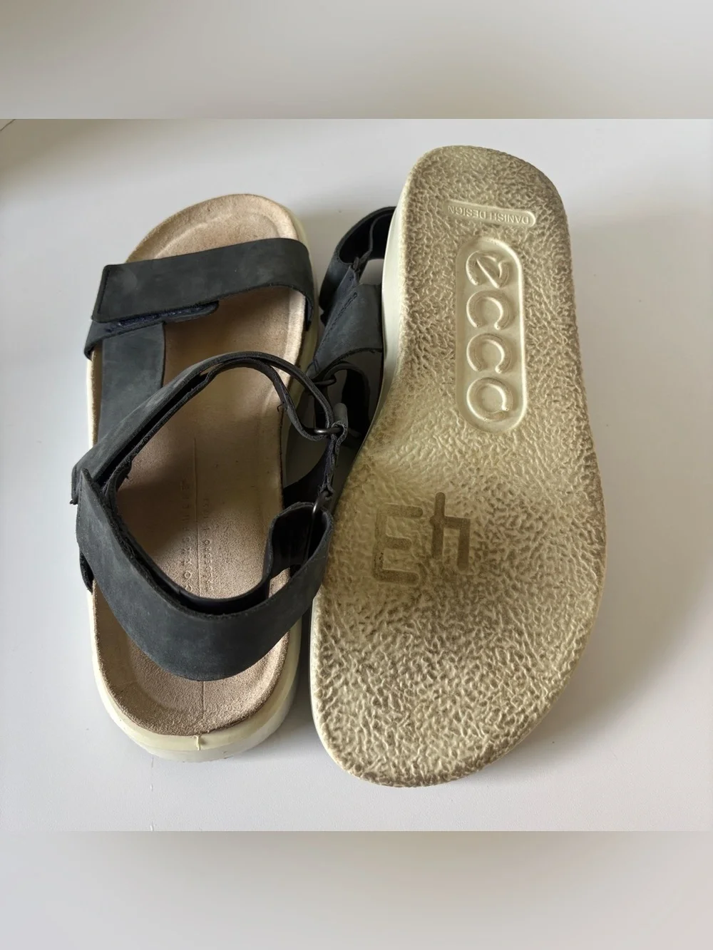 ECCO Corksphere Black Leather Sandals